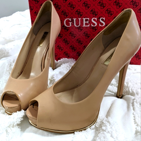 Guess Honora Nude Platform Peep-toe Pumps size 7 - Picture 1 of 5